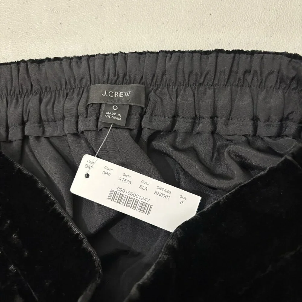 J Crew Pull On Velvet Peyton Pants Elastic Waist Women 0